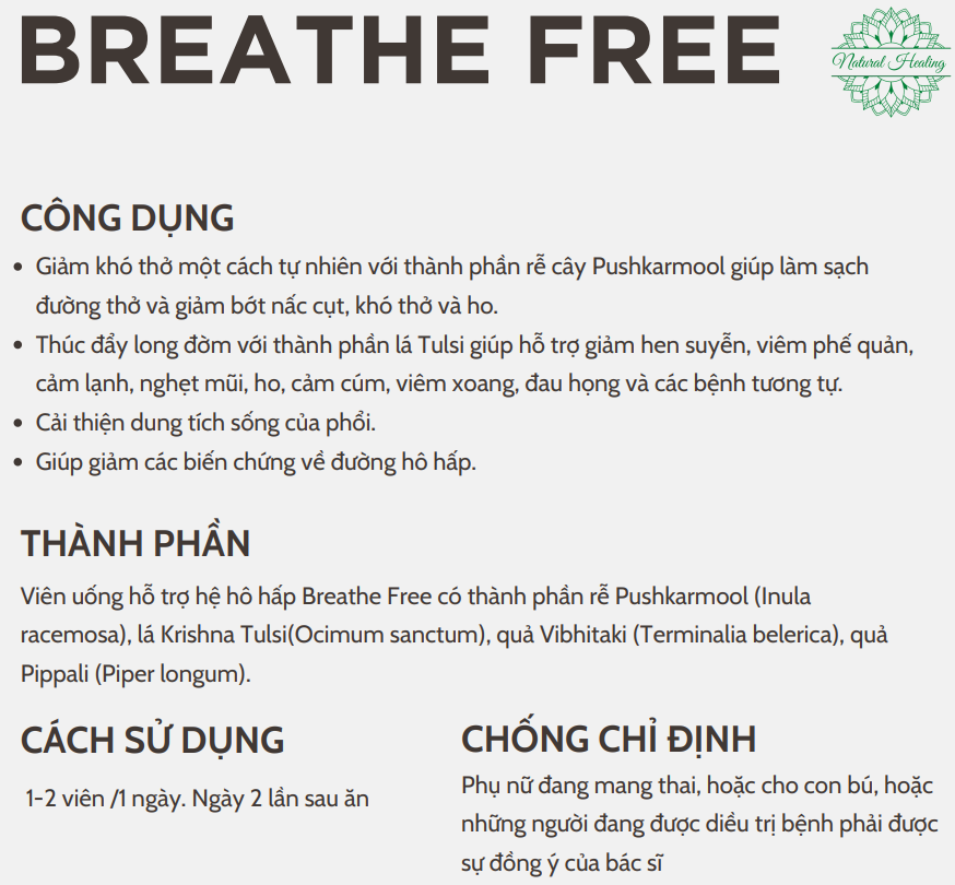 Viên uống hỗ trợ hệ hô hấp - Breathe Free